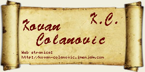 Kovan Čolanović vizit kartica